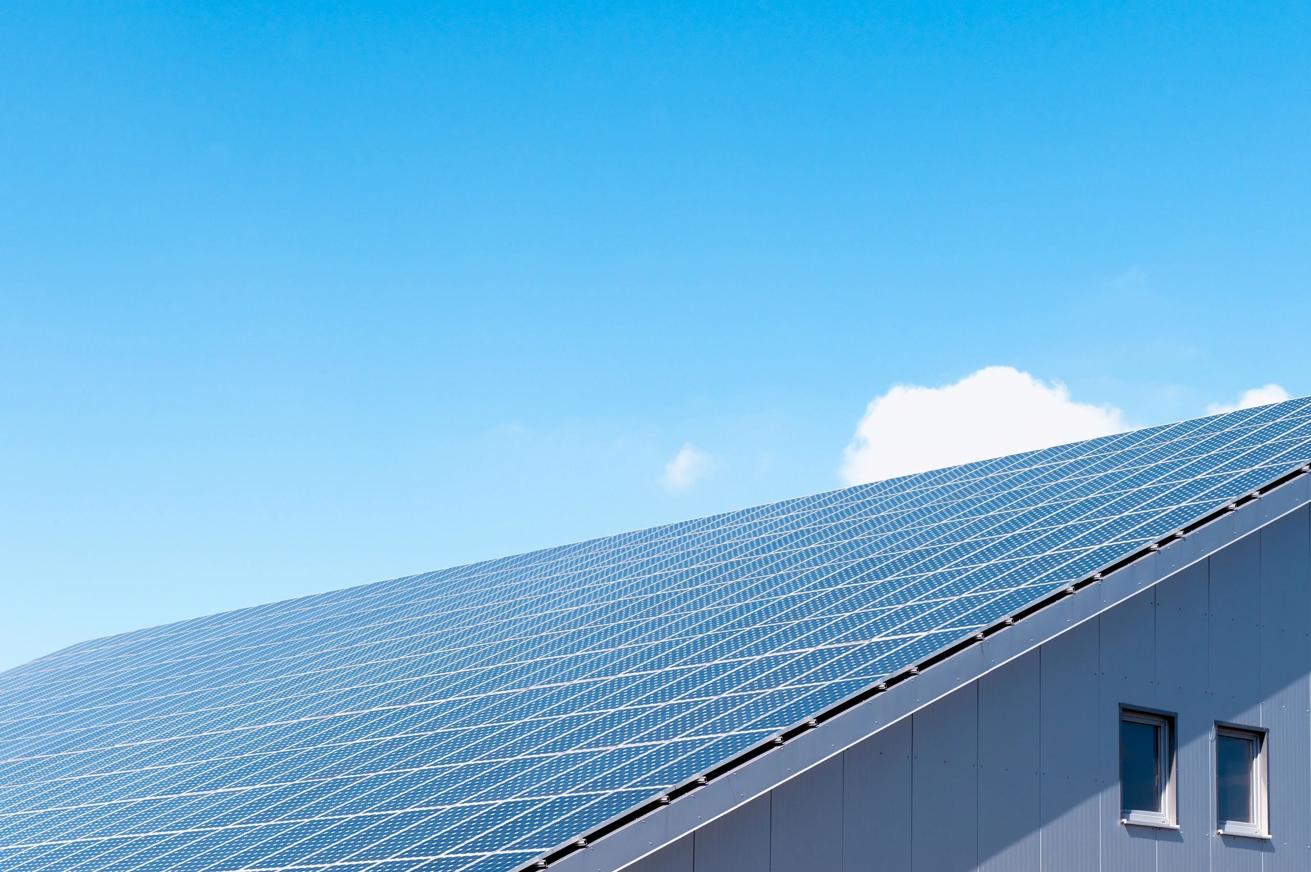 Close-up view of rooftop solar panels