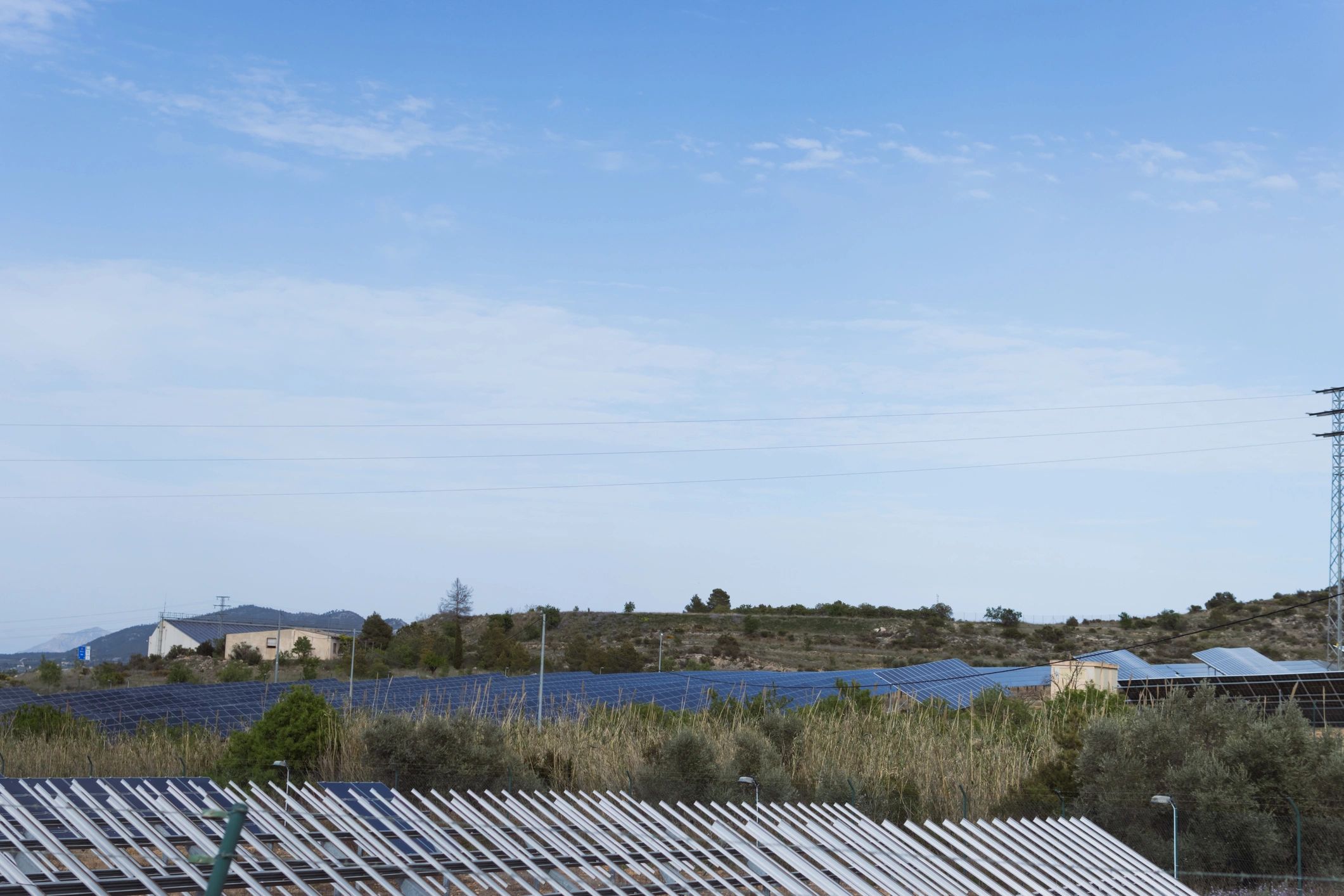 Large-scale solar panel field for project supply